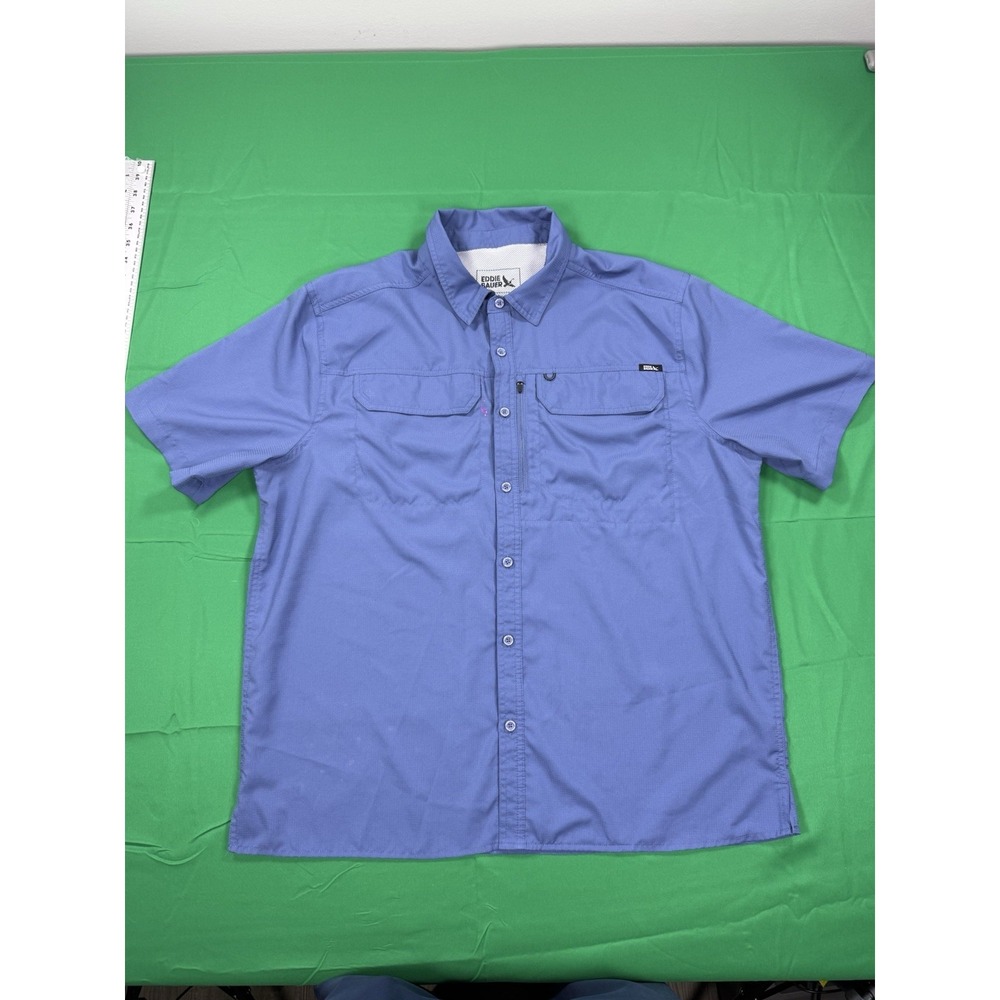 Eddie Bauer Short Sleeve Button Up Performance Vented Fishing Shirt Men's XL
